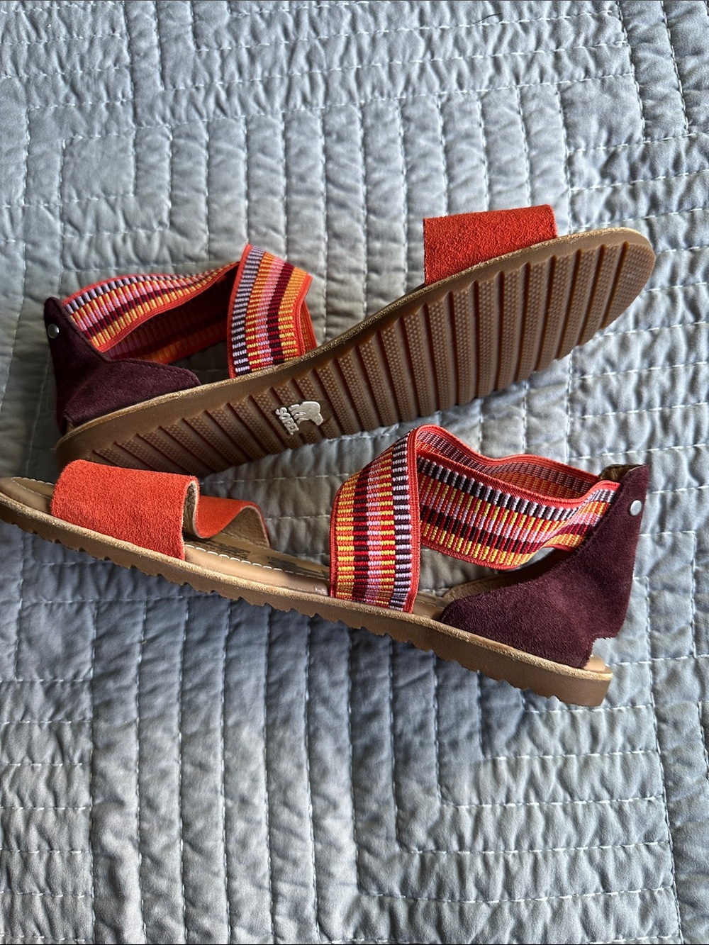 Sorel Orange Sandals with Multicolor Elastic Ankle Wrap W9 - Picture 5 of 5